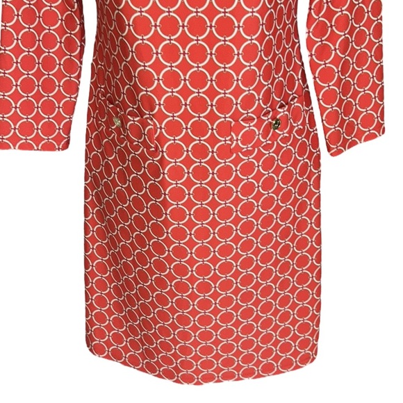LN Jude Connally Sabine Geo Gircle Paprika Gold Button 3/4 Sleeve Mini Dress. XS - Picture 6 of 15